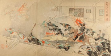  Gekko Art Painting - picture of severe battle on the streets of gyuso 1895 Ogata Gekko Ukiyo e